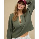 American Eagle Aerie 【 Aerie Waffle Henley Shirt Women 】 ワッフル ヘンリー レディースファッション トップス スウェット トレーナー レディース