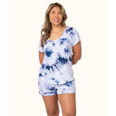 Wearlively 【 The All-Day Tie Dye Tee: Deep Blue Tie Dye Women 】 ネクタイ ディープ 青色 ブルー...