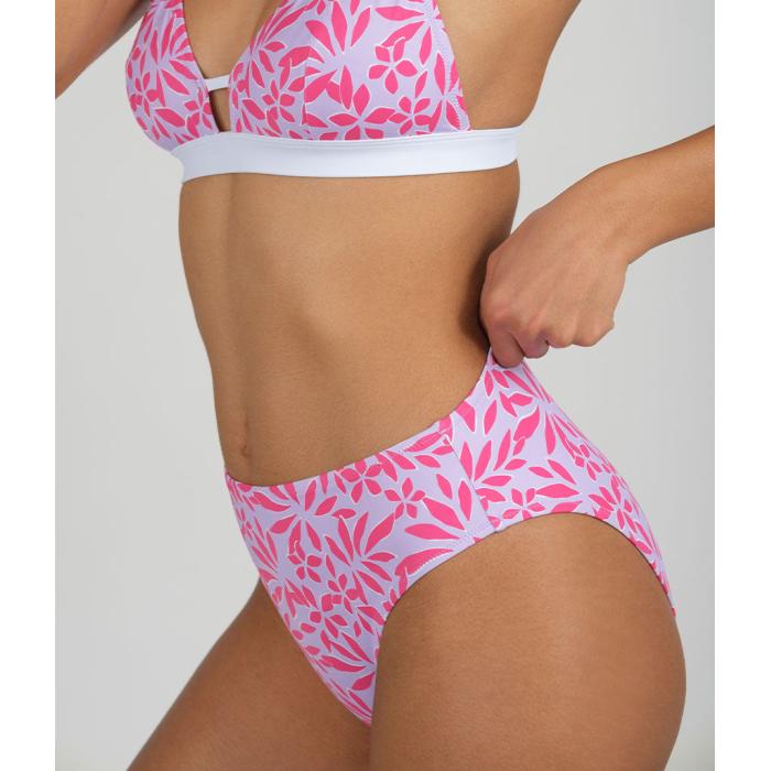 Wearlively 【 The Swim High Waist Bikini Bottom: Retro Palm Print Women 】 ハイ レトロ レディースファッション 水着 レディース