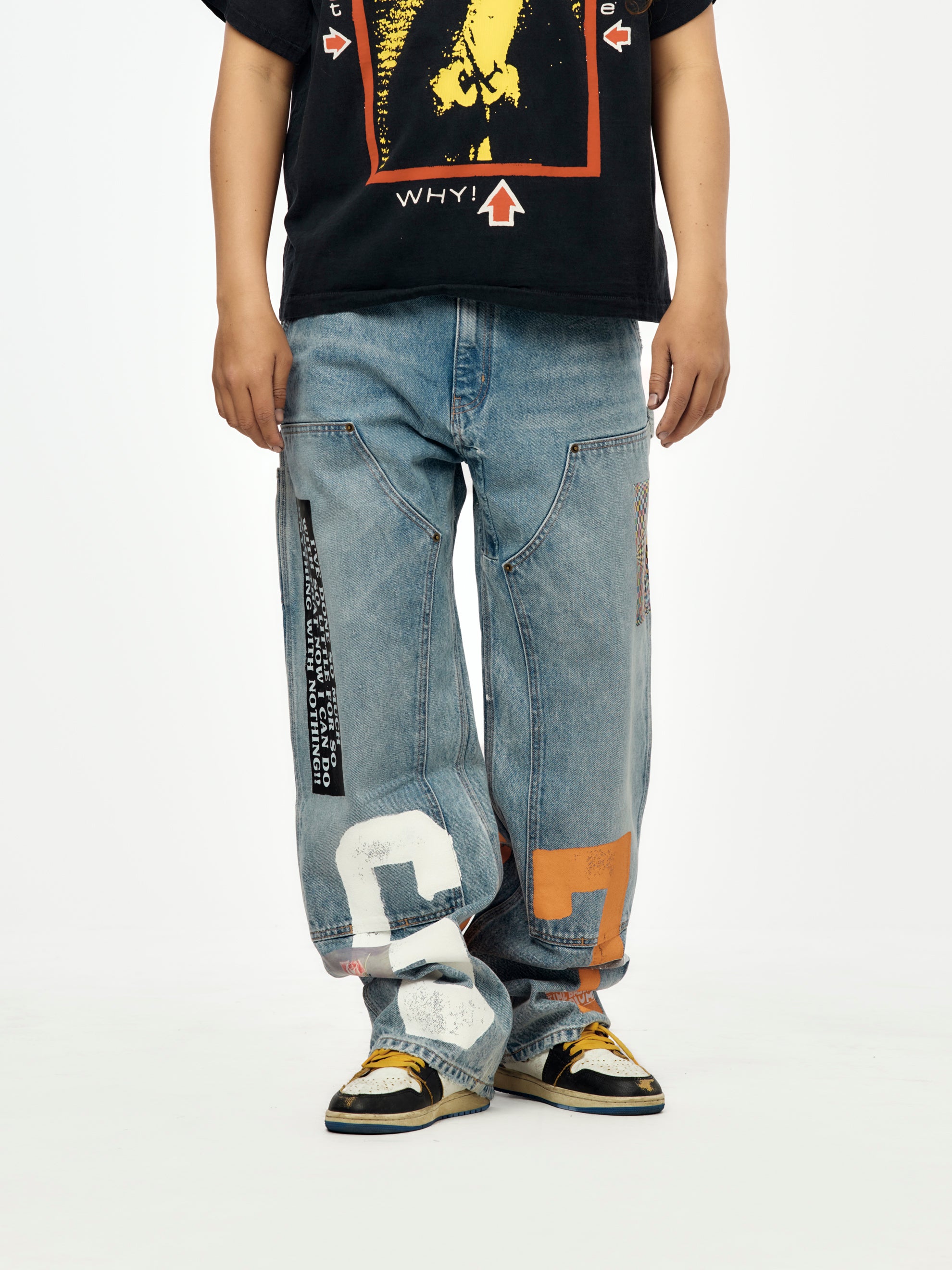 STUDIES 【 Nothing Personal Double Knee Jeans (Blue) 】 ジーンズ 青色 ブルー Blue