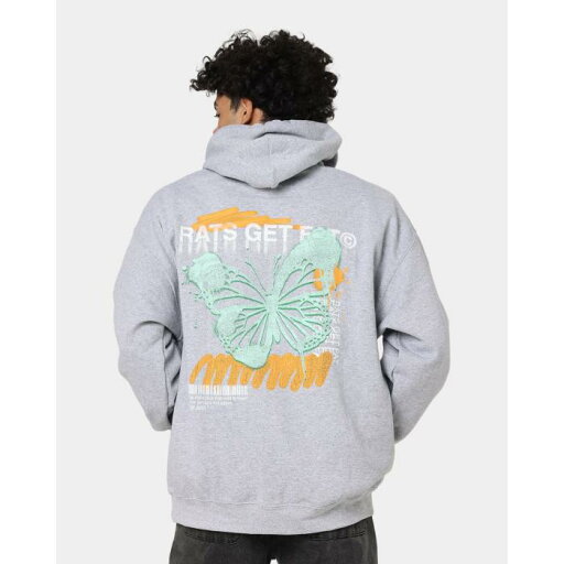 Rats Get Fat 【 Spray Butterfly Hoodie Mens Grey 】 フーディー パーカー メンズファッション トップス パーカー メンズ 灰色 グレー Rats Get Fat 【 Spray Butterfly Hoodie Mens Grey 】 フーディー パーカー メンズファッション トップス パーカー メンズ 灰色 グレー