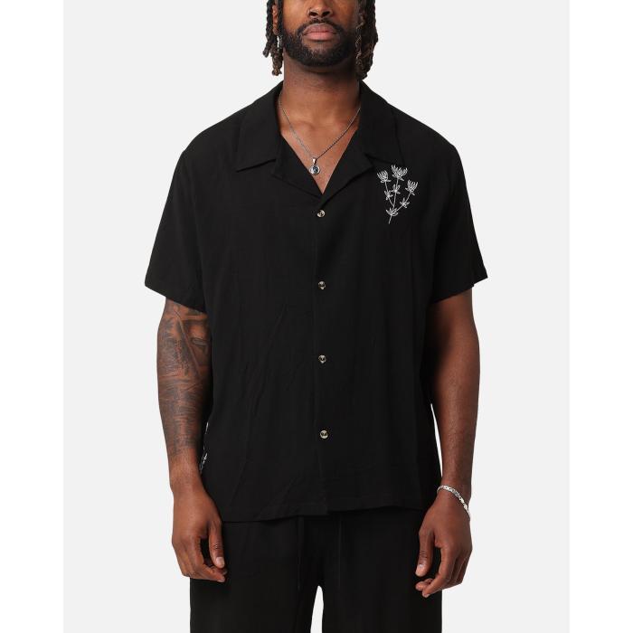 Xxiii 【 Desert Flower Linen Button Up Shirt Mens Black 】 メンズファッション トップス カジュアルシャツ メンズ 黒色 ブラック