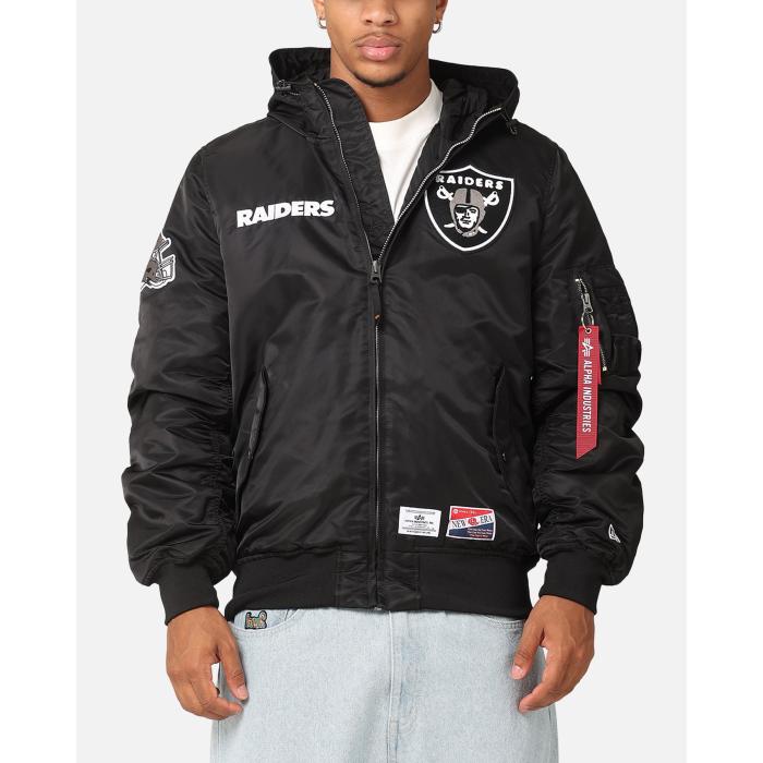ニューエラ New Era 【 Las Vegas Raiders Alpha Industries L-2B Hooded Bomber Jacket Mens 】 ベガス レイダース アルファ フード付 Jacket ジャケット メンズファッション コート ジャケット メンズ
