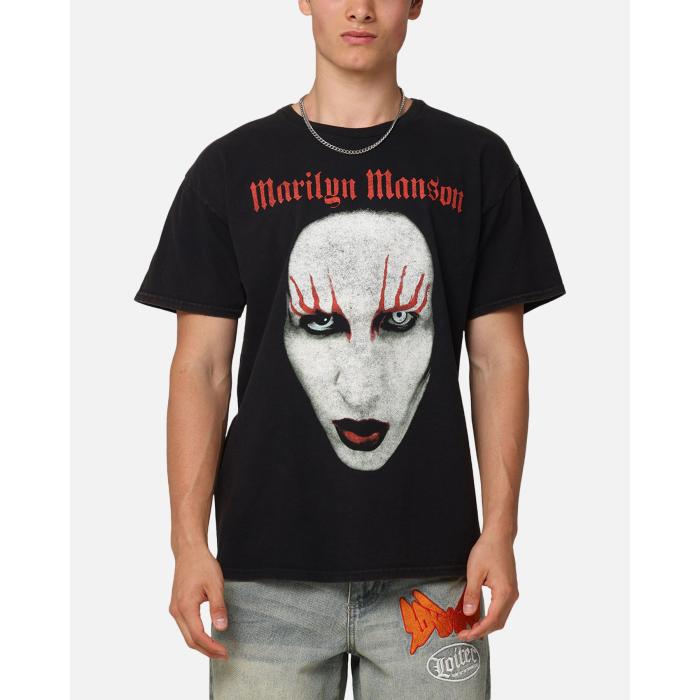 Marliyn Manson 【 Red Lids Vintage T-Shirt Mens Black-Vintage 】 Red 赤・レッド vintage ビンテージ・ヴィンテージ Tシャツ メンズファッション トップス Tシャツ カットソー メンズ
