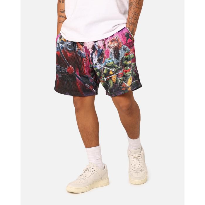 American Thrift 【 X Teenage Mutant Ninja Turtles Poster Retro Mesh Shorts Mens 】 レトロ ショー..