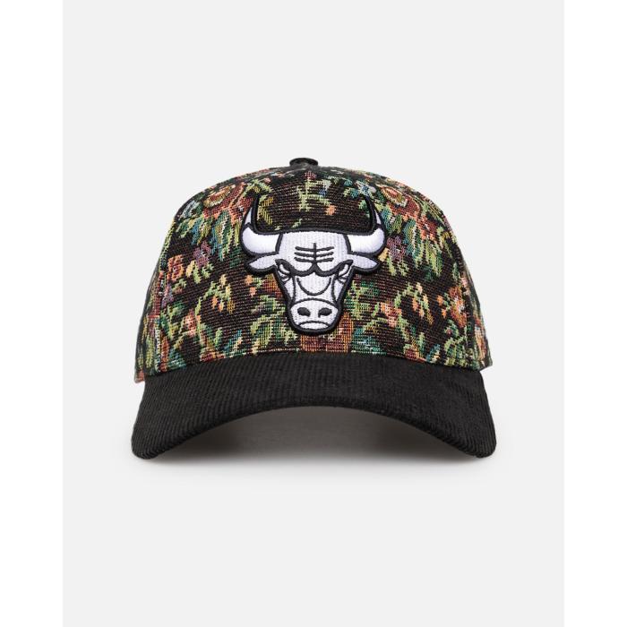 ニューエラ New Era 【 Chicago Bulls 'Black Corduroy Floral Tapestry' 9Forty A-Frame Snapback Men..