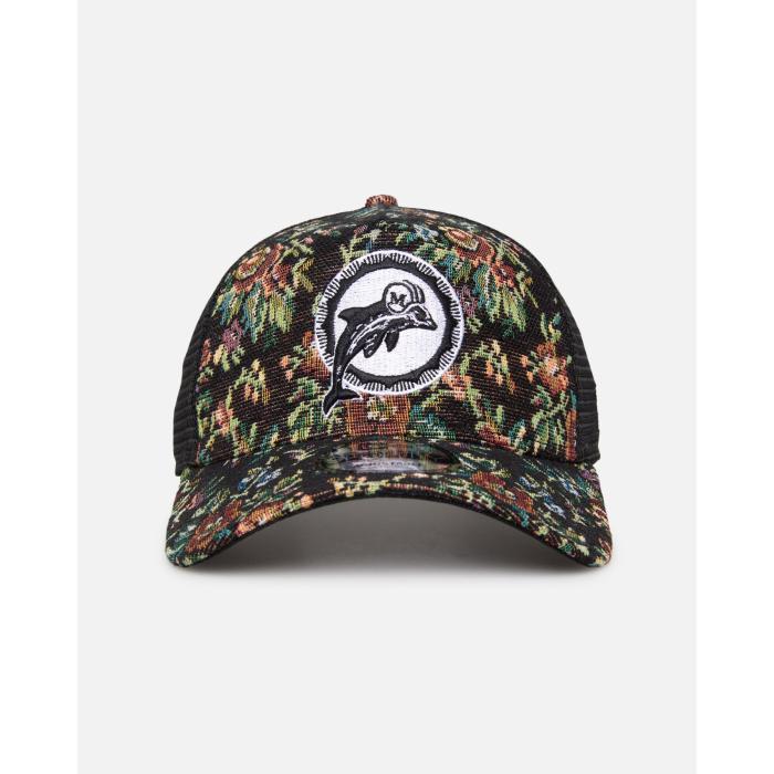 ニューエラ New Era 【 Miami Dolphins 'Black Floral Tapestry' 9Forty A-Frame Trucker Snapback Men..