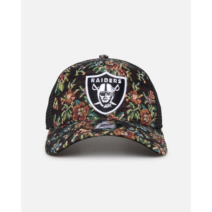 ニューエラ New Era 【 Las Vegas Raiders 'Black Floral Tapestry' 9Forty A-Frame Trucker Snapback ..