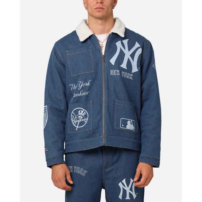 Majestic Athletic 【 New York Yankees Etched Denim Shacket Mens 】 ヤンキース デニム メンズファッション コート ジャケット メンズ