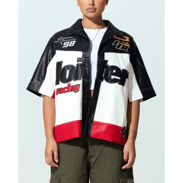 Loiter 【 Racer Button Up Shirt Womens Black-Red 】 レディースファッション コート ジャケット レディース