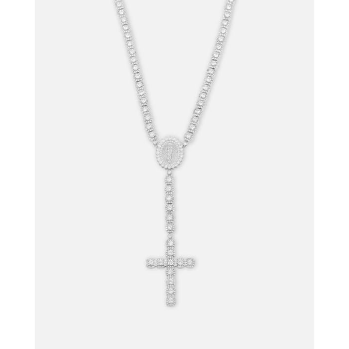 Saint Morta 【 6Mm Iced Tennis Cross Chain Mens White-Gold 】 テニス ジュエリー アクセサリー メンズジュエリー アクセサリー ネックレスチェーン メンズ