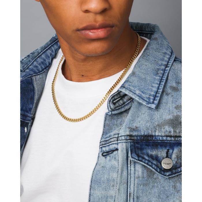 Saint Morta 【 5Mm Cuban Chain Mens Gold 】 キューバン ジュエリー アクセサリー メンズジュエリー ..