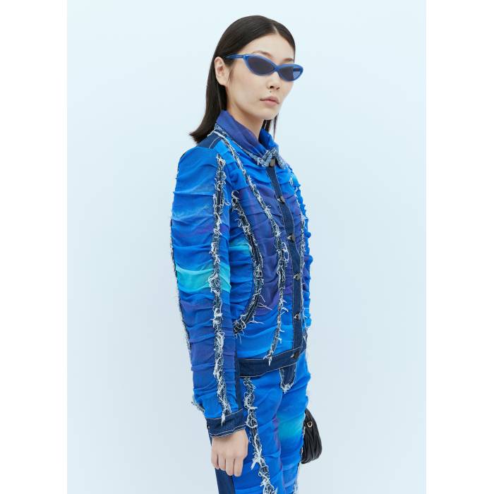 Paula Canovas Del Vas 【 Mesh Construction Denim Jacket Women 】 デニム Jacket ジャケット レディースファッション コート ジャケット レディース
