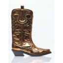 ガニー Ganni 【 Mid Shaft Embroidered Metallic Western Boots Women 】 ミッド ウェスタン ブーツ 靴...