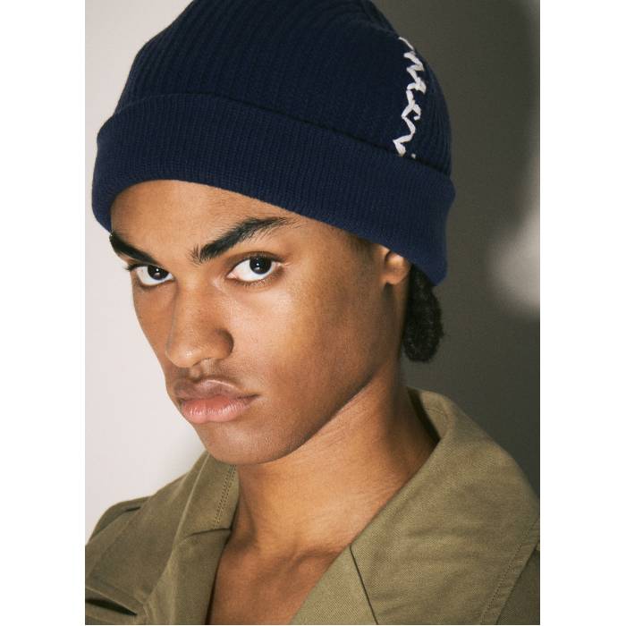 マルニ Marni 【 Hand-Embroidered Logo Beanie Hat Men Nav 】 ロゴ キャップ 帽子 バッグ 小物 ブランド雑貨 ...