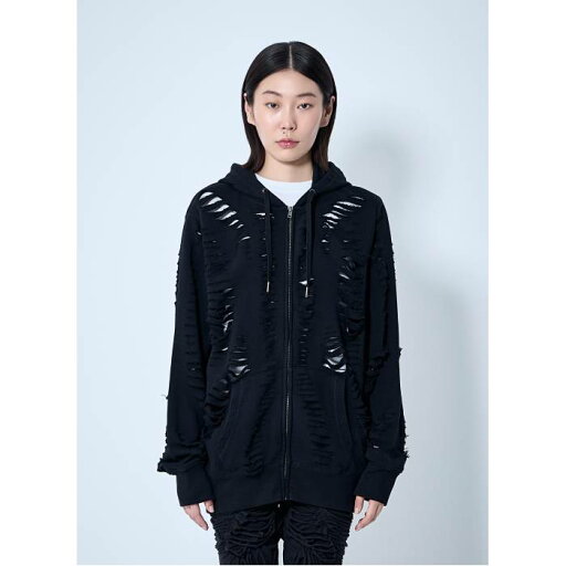 Sia Arnika 【 Slit Zip-Up Hooded Sweatshirt Women Blk 】 フード付 スウェット トレーナー レディースファッション トップス パーカー レディース Sia Arnika 【 Slit Zip-Up Hooded Sweatshirt Women Blk 】 フード付 スウェット トレーナー レディースファッション トップス パーカー レディース