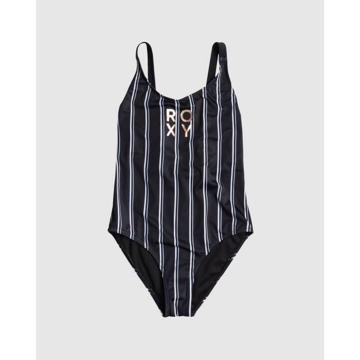 ロキシー Roxy 【 Girls 8-16 Active Bico One Piece Swimsuit Girls Anthracite Active Rg Stripe 】 水着 キッズ ベビー マタニティ キッズファッション 水着 ジュニア キッズ Stripe ストライプ