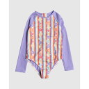 ロキシー Roxy 【 Girls 2-7 Rainbow Bay Stripe Long Sleeve Rash Vest Girls Bright White Rainbow Bay 】 虹色 レインボー Stripe ストライプ Sleeve スリーブ ベスト キッズ ベビー マタニティ キッズファッション 水着