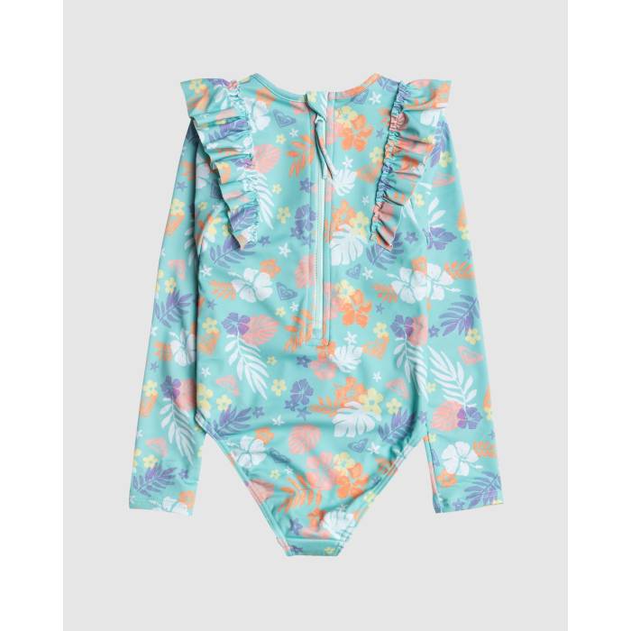 ロキシー Roxy 【 Girls 2-7 Beach Bay Onesie Long Sleeve Rash Vest Girls Beach Glass Beach Bay-Be 】 Sleeve スリーブ ベスト キッズ ベビー マタニティ キッズファッション 水着 ジュニア キッズ