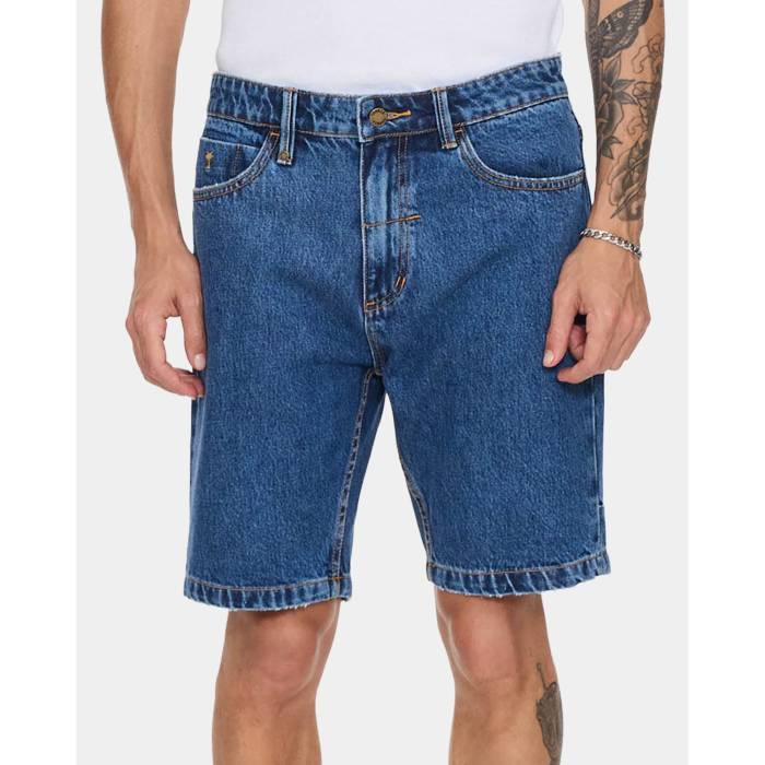 Thrills 【 Mens Chopped Hem Slim Straight Denim Shorts Mens Deep Vintage Blue 】 メンズ slim スリム デニム ショーツ メンズ ディープ vintage ビンテージ・ヴィンテージ 青色 ブルー