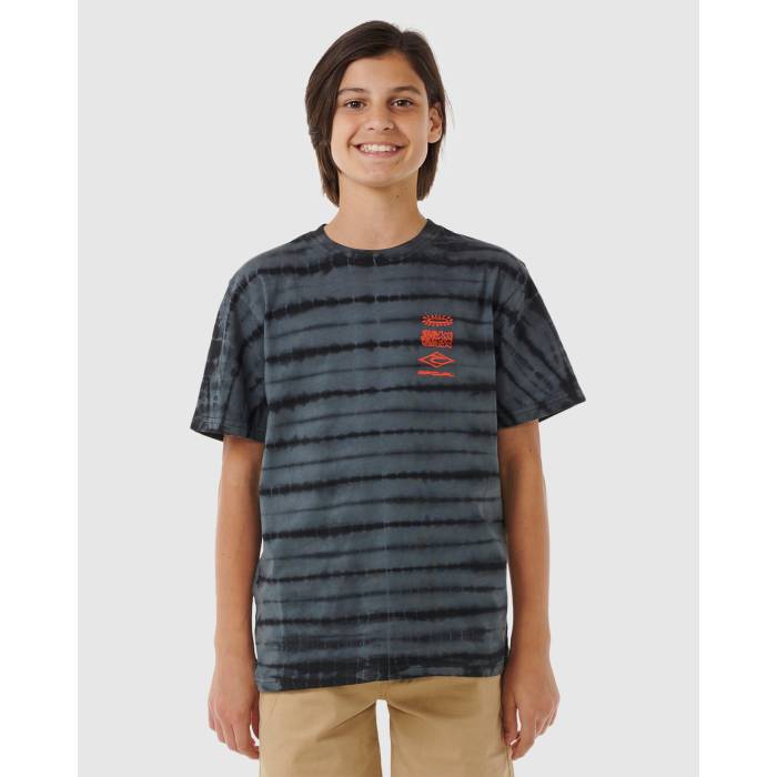 リップカール Rip Curl 【 Boys 8-16 Future Evolution Dye T-Shirt Boys Black 】 Tシャツ キッズ ベビー マタニティ キッズファッション トップス Tシャツ カットソー ジュニア キッズ 黒色 ブラック