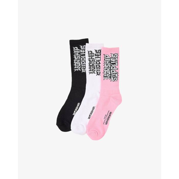 Worship �� Mens Pile Up 3 Pack Crew Socks Mens White �� ��� ���롼 ���å��������� ...