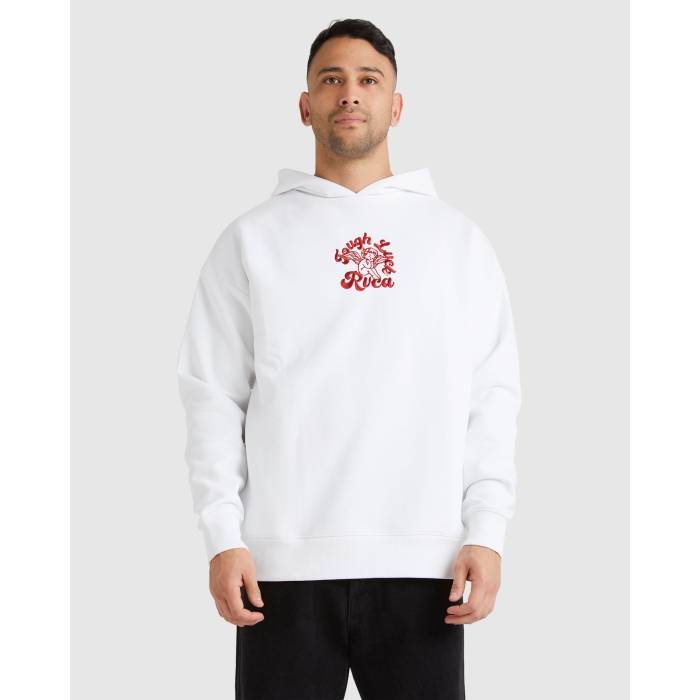 롼 Rvca  Mens Tough Luck Pullover Hoodie Mens White   աǥ ѡ...
