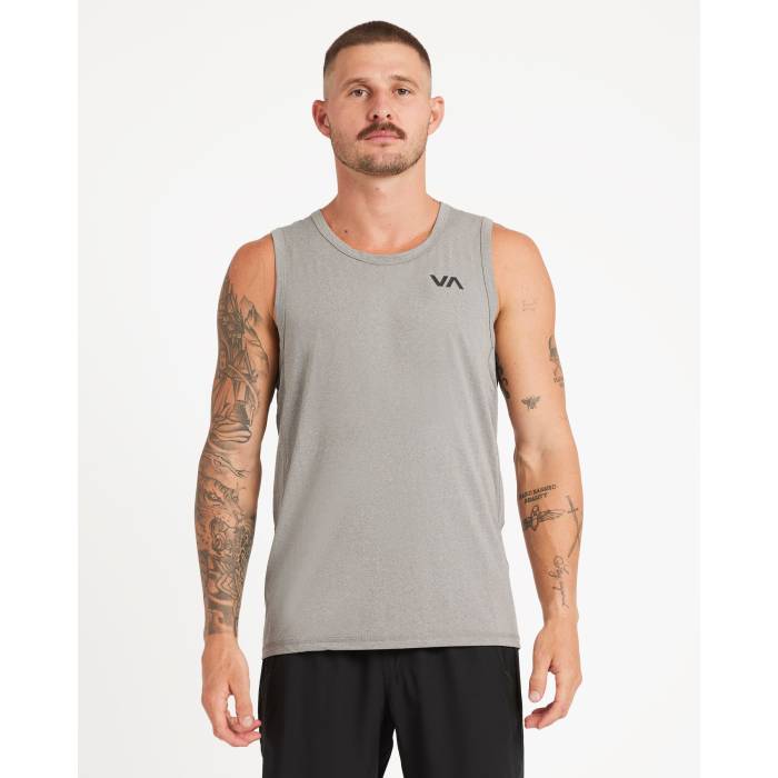 롼 Rvca  Mens Sport Vent Muscle Mens Heather Grey   󥺥եå ȥ...