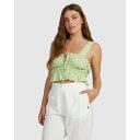 ロキシー Roxy 【 Womens Aloha Sessions Crop Top Womens Quiet Green Floral Delight S 】 レディース アロハ Crop クロップ レディースファッション トップス その他 レディース green 緑・グリーン