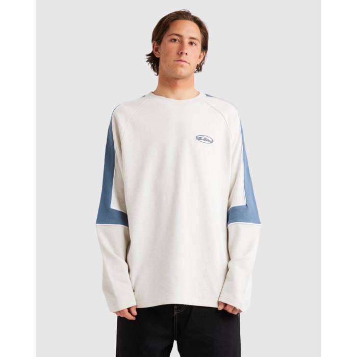 クイックシルバー Quiksilver 【 Mens Saturn Panel Crew Sweatshirt Mens Snow Heather 】 メンズ ク..