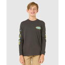 リップカール Rip Curl 【 Boys 8-16 Raw Energy Long Sleeve T-Shirt Boys Washed Black 】 エナジー Sleeve スリーブ Tシャツ キッズ ベビー マタニティ キッズファッション トップス Tシャツ カットソー ジュニア
