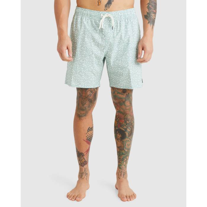 ルーカ Rvca 【 Mens Barnes 17" Elastic Swim Shorts Mens Green Haze Floral 】 メンズ ショーツ メンズファッション 水着 メンズ green 緑・グリーン