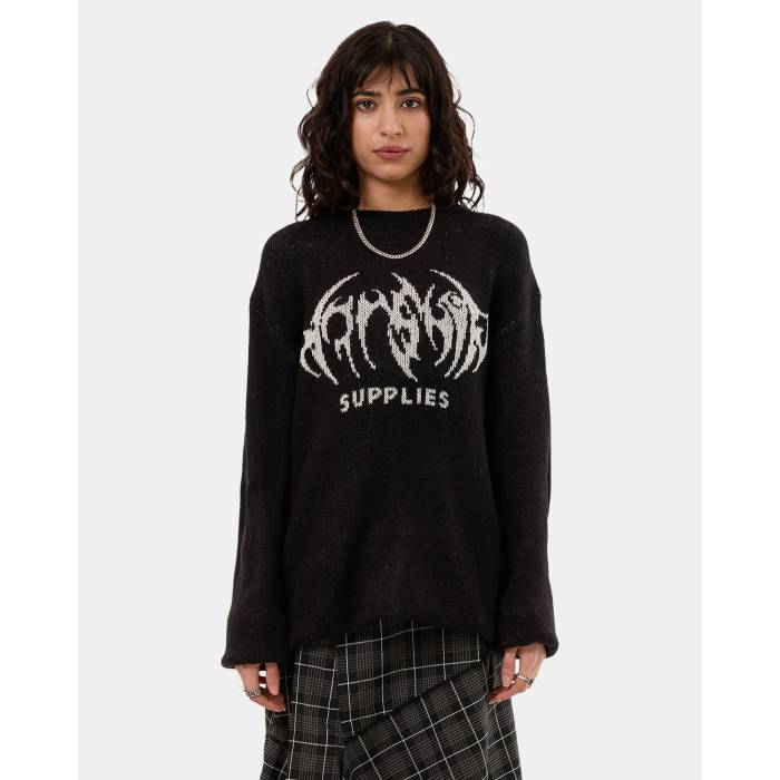 Worship 【 Womens Diablo Crew Neck Womens Black 】 レディース ディアブロ クルー レディースファッション トップス スウェット トレーナー レディース 黒色 ブラック