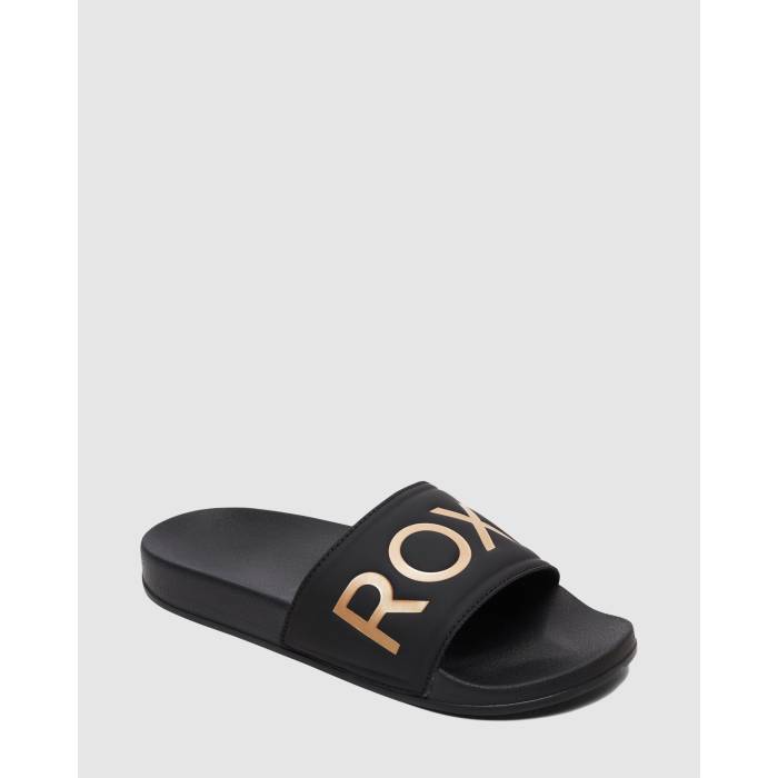  Roxy  Womens Slippy Ii Slides Womens Black/M Gold  ǥ  ǥ...