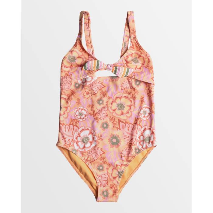ロキシー Roxy 【 Girls 8-16 Wild Flower One Piece Swimsuit Girls Papaya Wild Flower Rg Swim 】 wild ワイルド 水着 キッズ ベビー マタニティ キッズファッション 水着 ジュニア キッズ wild ワイルド