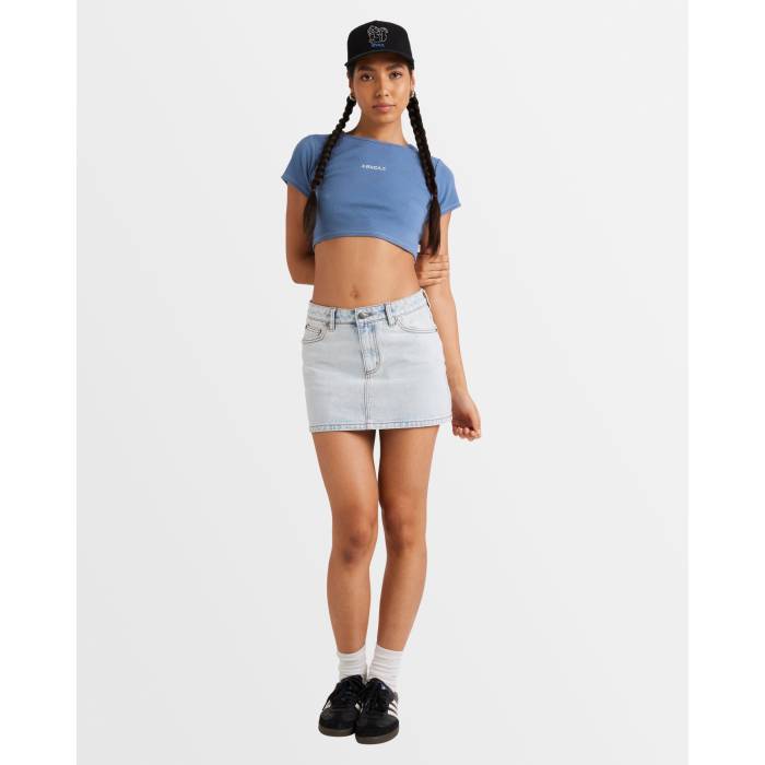 ルーカ Rvca 【 Womens Mini Denim Skirt Womens Ash Blue 】 レディース デニム レディース 青色 ブルー