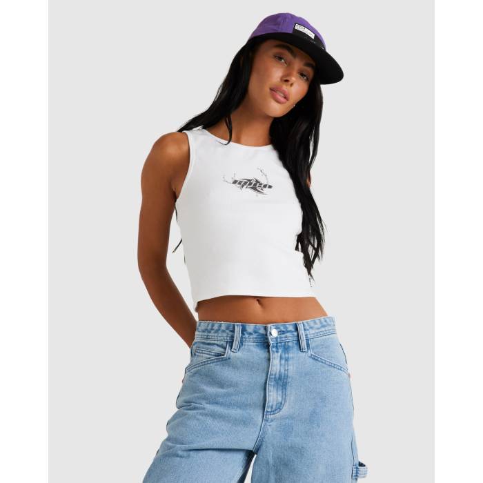 ルーカ Rvca 【 Womens Blades Staple Tank Top Womens White 】 レディース ステープル タンクトップ レディースファッション トップス タンクトップ レディース 白色 ホワイト
