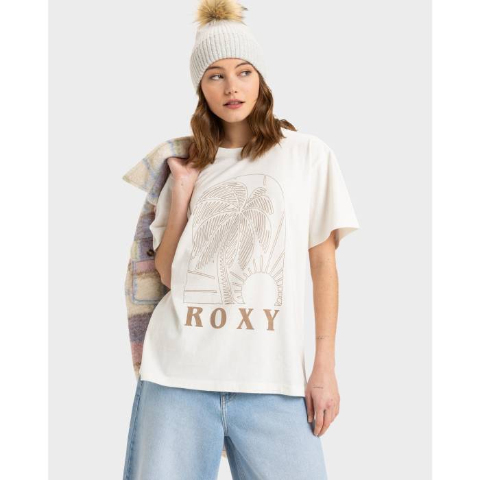  Roxy  Womens Sunny Oversized Soft T-Shirt Womens Egret  ǥ T...