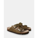 Genuins 【 Womens Hawaii Oiled Leather Slides Mens Khaki 】 レディース ハワイ レザー 靴 メンズ靴 サ...