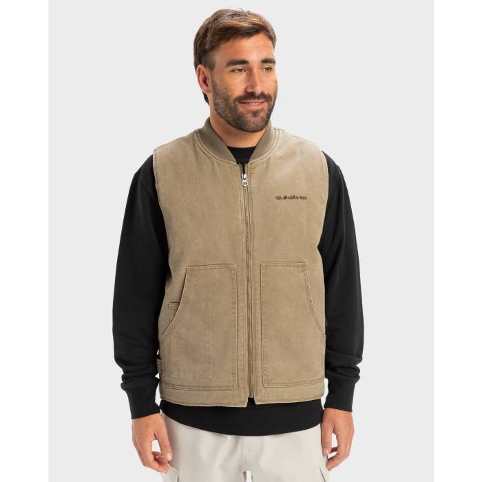 楽天スニケスクイックシルバー Quiksilver 【 Mens Surf Gilet Vest Mens Lead Gray 】 メンズ ジレ ベスト メンズファッション コート ジャケット メンズ gray 灰色・グレー・グレイ