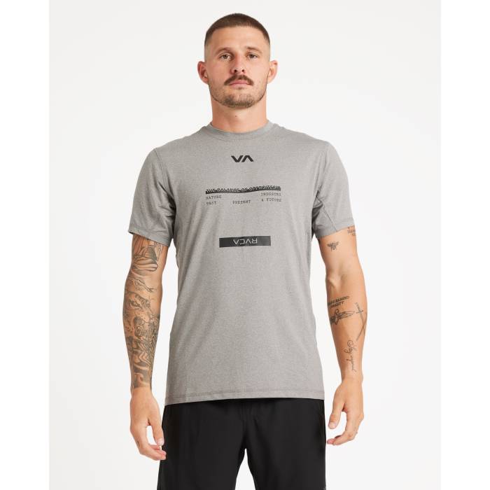 楽天スニケスルーカ Rvca 【 Mens Sport Vent Graphic T-Shirt Mens Heather Grey 】 メンズ グラフィック Tシャツ メンズファッション トップス Tシャツ カットソー メンズ heather ヘザー 灰色 グレー