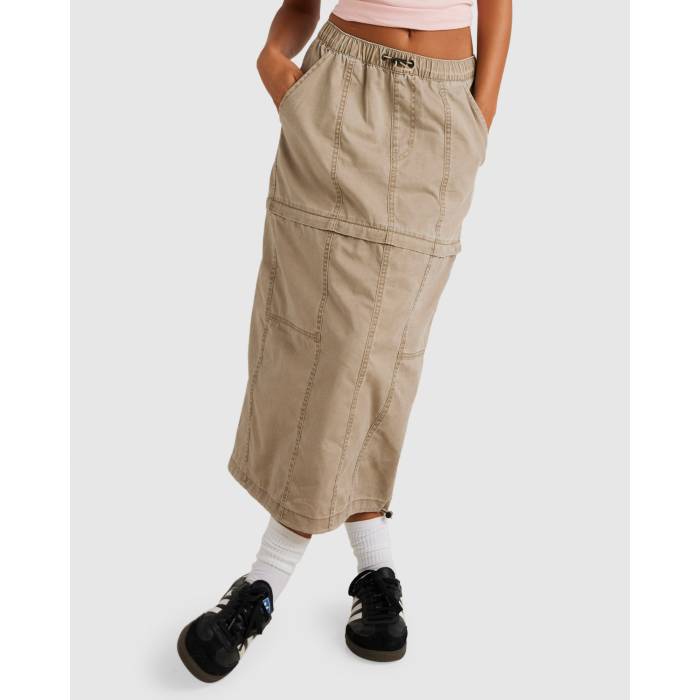 ルーカ Rvca 【 Womens Stowaway Zip Off Midi Skirt Womens Dark Khaki 】 レディース レディースファッション ボトムス スカート レディース カーキ