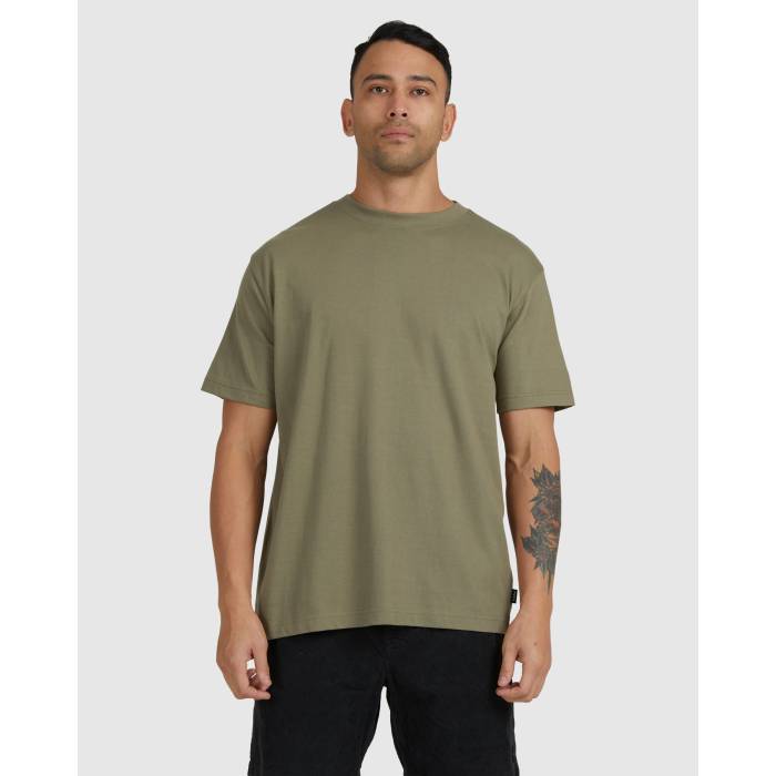 롼 Rvca  Mens Basic T-Shirt Mens Olive   T 󥺥եå ȥåץ T...