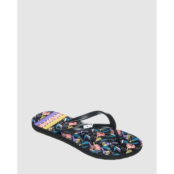  Roxy  Girls 8-16 Viva Stamp Thongs Girls Black Print  å ٥ӡ ...
