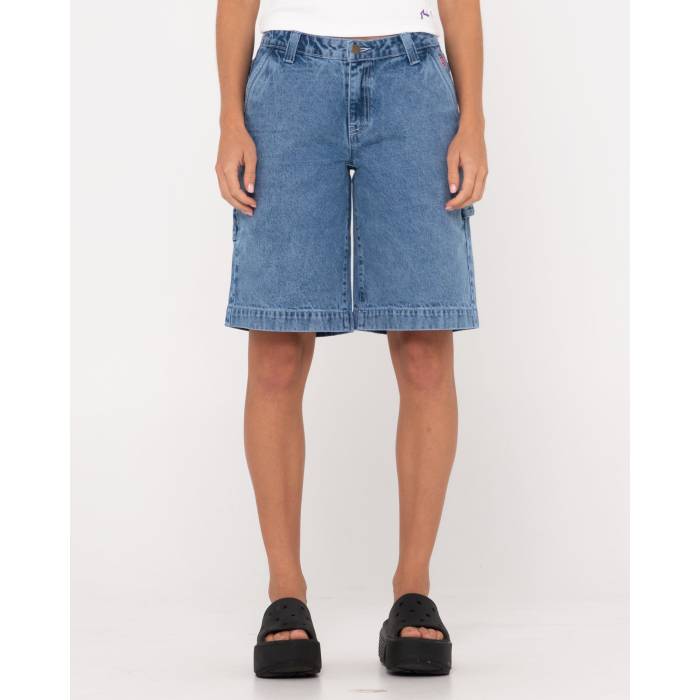 ラスティ Rusty 【 Womens Billie Low Rise Carpenter Jort Womens Middy Blue 】 レディース ライズ レディースファッション ボトムス パンツ レディース 青色 ブルー