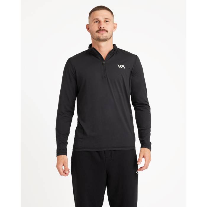 楽天スニケスルーカ Rvca 【 Mens Sport Vent Long Sleeve Half Zip Mens Black 】 メンズ Sleeve スリーブ ハーフ メンズファッション トップス Tシャツ カットソー メンズ 黒色 ブラック