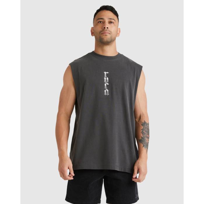 ルーカ Rvca 【 Mens Lynes Muscle Shirts Mens Washed Black 】 メンズ シャツ メンズファッション トップス タンクトップ メンズ 黒色 ブラック