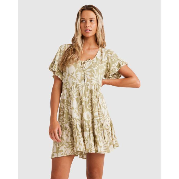 ビラボン Billabong 【 Womens Off Tropic Tiered Mini Dress Womens Avocado 】 レディース ドレス レディースファッション ドレス レディース