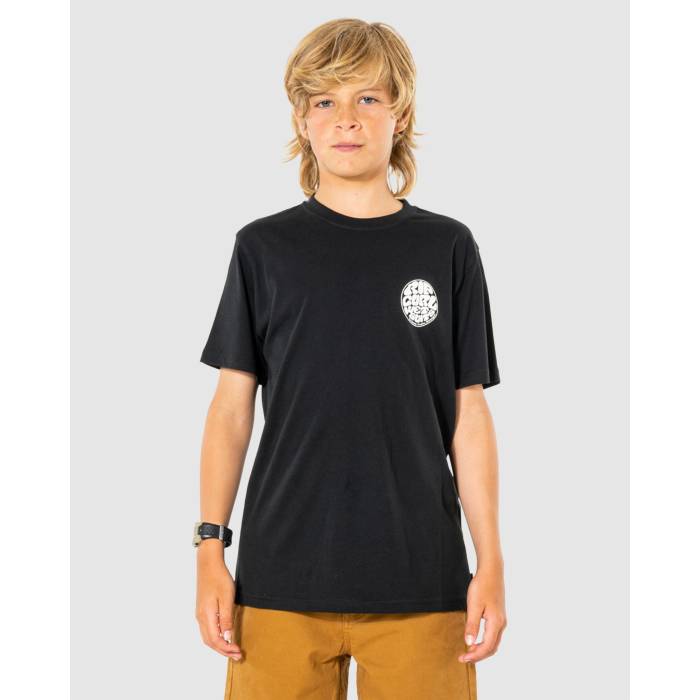 リップカール Rip Curl 【 Boys 8-16 Wetsuit Icon T-Shirt Boys Black 】 アイコン Tシャツ キッズ ベ..
