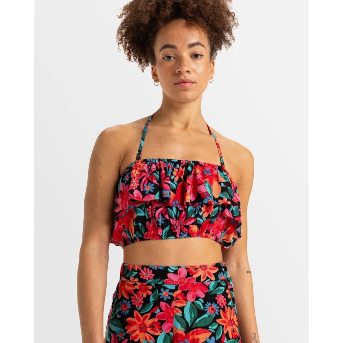 ロキシー Roxy 【 Womens Golden Tropic Printed Halter Top Womens Anthracite Floral Fiesta Big 】 レディース レディース